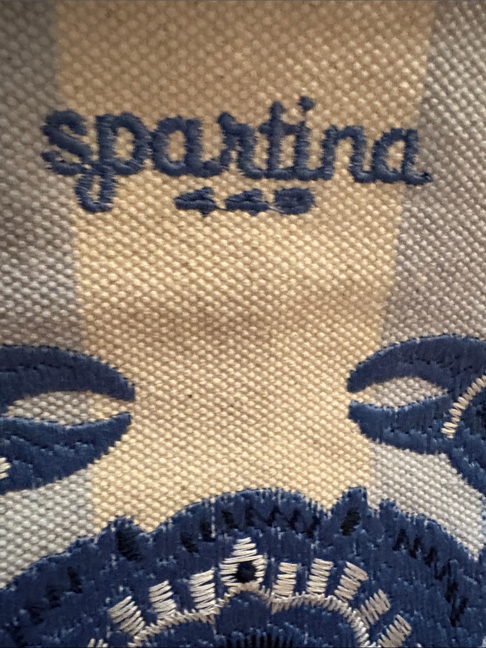Spartina 449 beach tote Blue Crab Embroidered Stripe NwT $98 Sold out - Picture 3 of 13